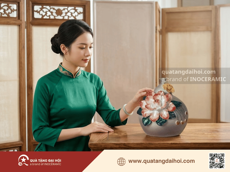 Bình hút lộc hồ lô mini hoa đắp nổi gốm sứ Bát Tràng cao cấp - Quà Tặng Đại Hội Bình hút lộc hồ lô mini hoa đắp nổi gốm sứ Bát Tràng cao cấp