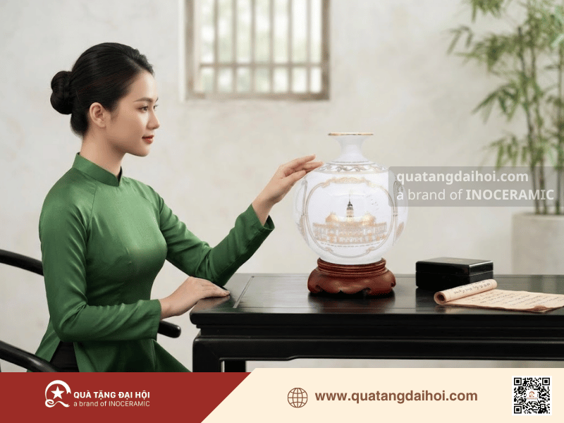 Bình hút lộc tứ cảnh thành phố Hồ Chí Minh gốm sứ Bát Tràng cao cấp - Quà Tặng Đại Hội Bình hút lộc tứ cảnh thành phố Hồ Chí Minh gốm sứ Bát Tràng cao cấp