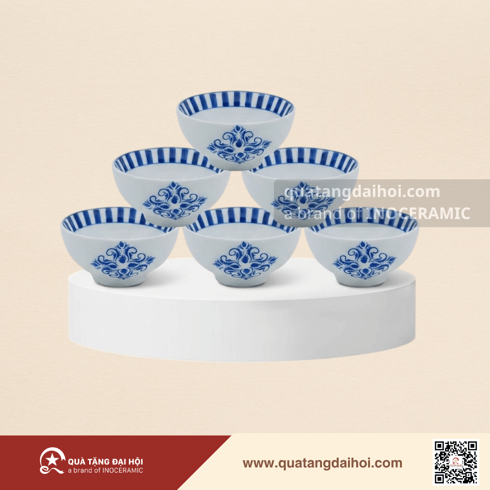 Bộ 06 chén cơm sọc hoa - Quà Tặng Đại Hội Bộ 06 chén cơm sọc hoa