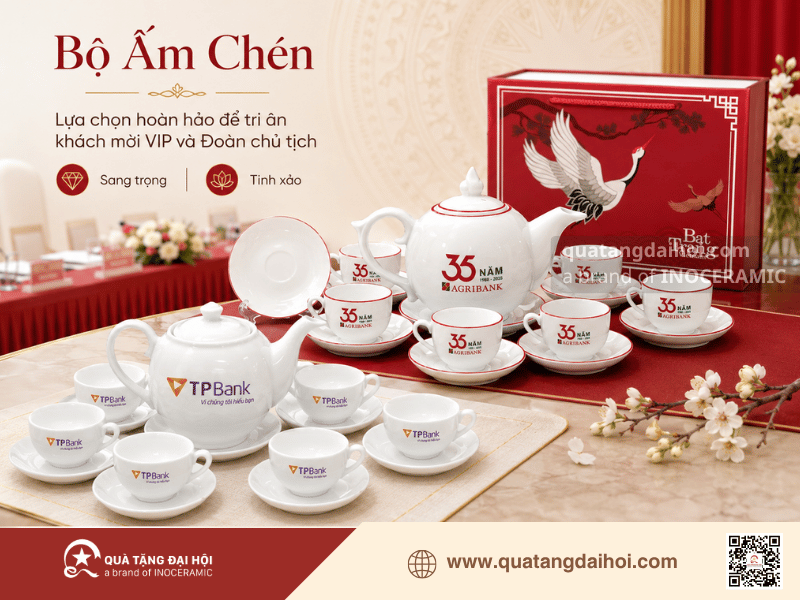 Bộ ấm chén là quà tặng hoàn hảo cho khách mời VIP - Quà Tặng Đại Hội Bộ ấm chén là quà tặng hoàn hảo cho khách mời VIP