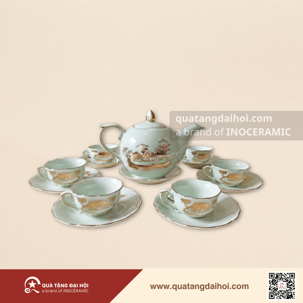 Bộ ấm trà Mẫu Đơn Hào gia phú quý - Quà Tặng Đại Hội Bộ ấm trà Mẫu Đơn Hào gia phú quý