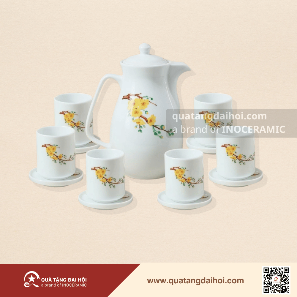 Bộ bình nước Hoa Mai - Quà Tặng Đại Hội Bộ bình nước Hoa Mai