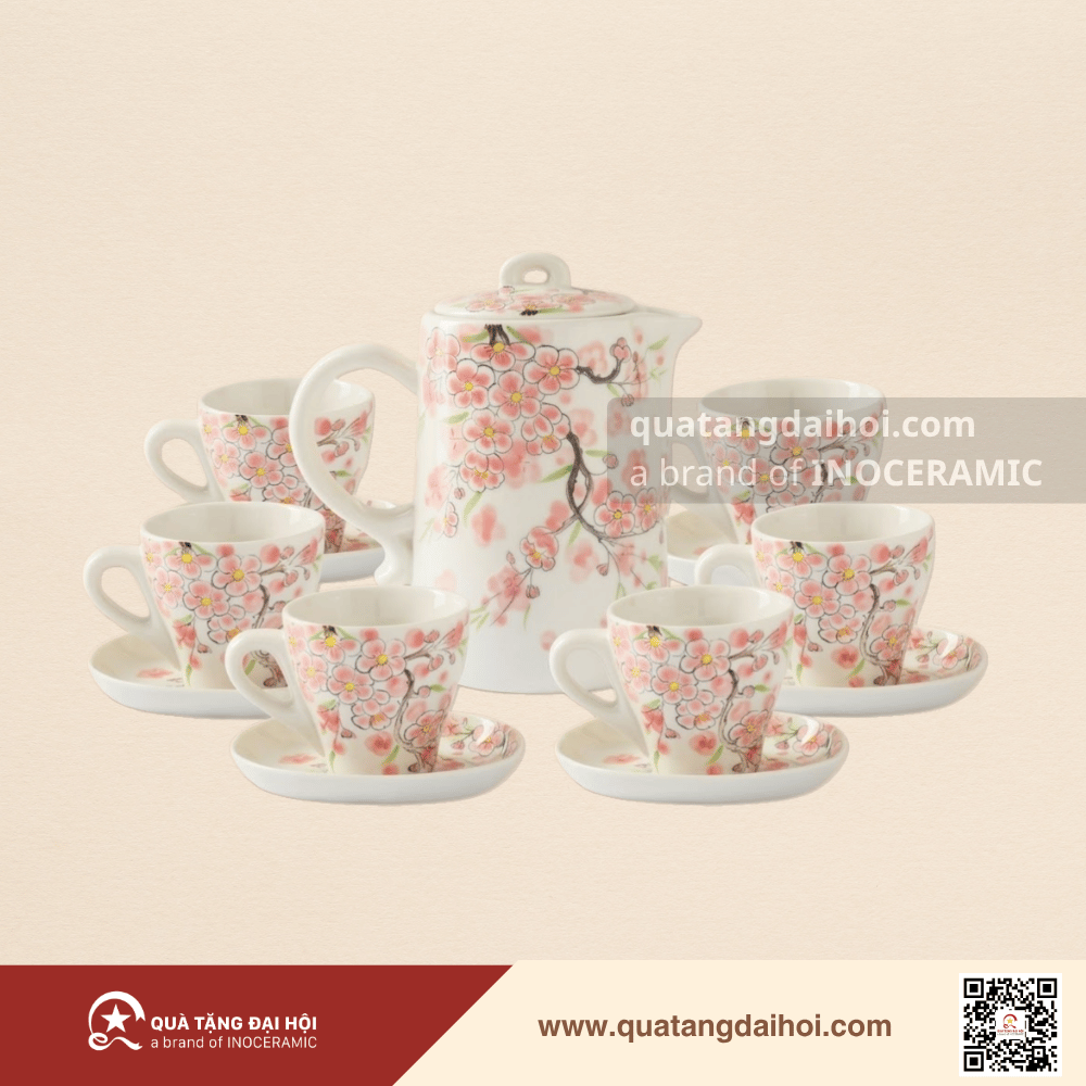 Bộ bình nước Indochine Đào Hồng - Quà Tặng Đại Hội Bộ bình nước Indochine Đào Hồng