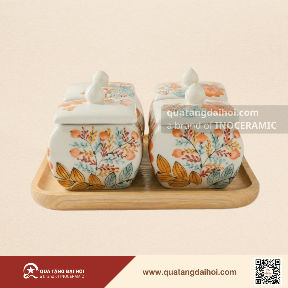 Bộ mứt vuông Indochine Hương Xuân - Quà Tặng Đại Hội Bộ mứt vuông Indochine Hương Xuân
