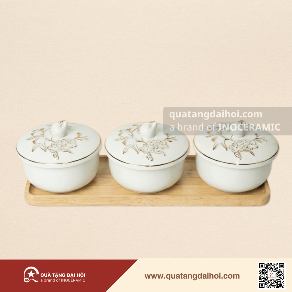 Hũ đựng mứt, bánh kẹo Bạch Đào Cát Khánh - Quà Tặng Đại Hội Hũ đựng mứt, bánh kẹo Bạch Đào Cát Khánh