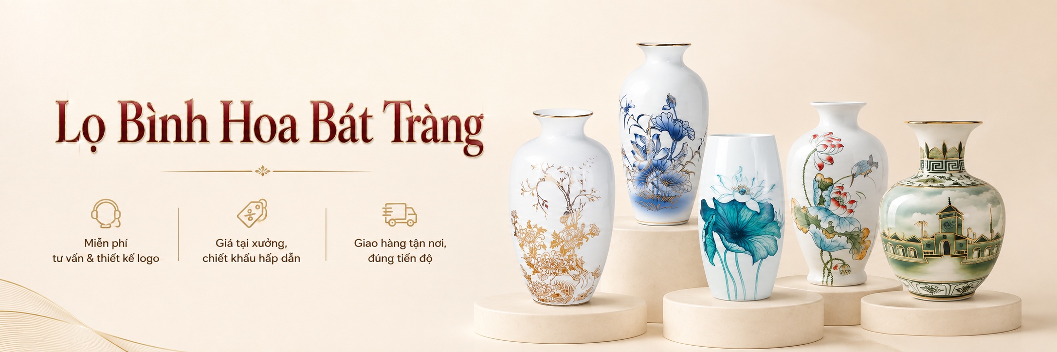 Lọ bình hoa Bát Tràng quà tặng Đại Hội