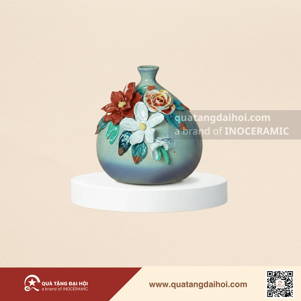 Lọ hoa túi tiền hoa đắp nổi - Quà Tặng Đại Hội Lọ hoa túi tiền hoa đắp nổi