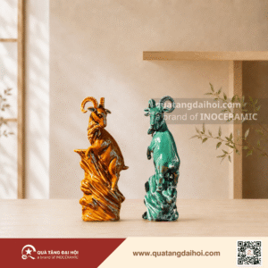 Tượng dê gốm sứ Song Dương Vượng Lộc Quà Tặng Tết 2027