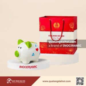 heo đất mini đa sắc màu - màu xanh lá - Quà Tặng Đại Hội heo đất mini đa sắc màu - màu xanh lá