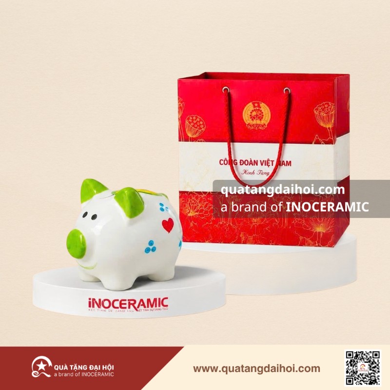 heo đất mini đa sắc màu - màu xanh lá - Quà Tặng Đại Hội heo đất mini đa sắc màu - màu xanh lá