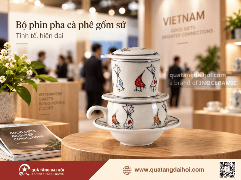 Bộ phin pha cà phê sứ làm quà tặng hội chợ triển lãm tặng khách hàng - Quà Tặng Đại Hội Bộ phin pha cà phê sứ làm quà tặng hội chợ triển lãm tặng khách hàng