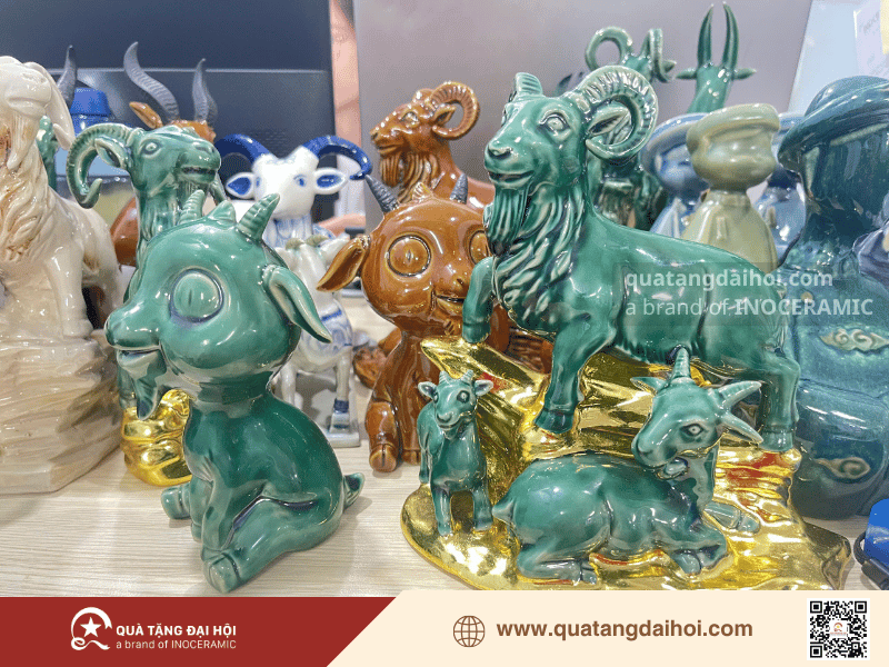 Chốt mẫu tượng, màu men và phương án in logo thương hiệu lên tượng dê gốm sứ - Quà Tặng Đại Hội Chốt mẫu tượng, màu men và phương án in logo thương hiệu lên tượng dê gốm sứ