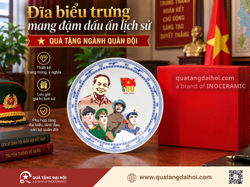 Đĩa biểu trưng in hình Bác Hồ làm quà tặng ngành quân đội vinh danh cá nhân xuất sắc - Quà Tặng Đại Hội Đĩa biểu trưng in hình Bác Hồ làm quà tặng ngành quân đội vinh danh cá nhân xuất sắc