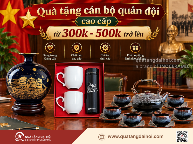 Giftset, bộ trà men hỏa biến và bình hút lộc làm quà tặng ngành quân đội cho lãnh đạo - Quà Tặng Đại Hội Giftset, bộ trà men hỏa biến và bình hút lộc làm quà tặng ngành quân đội cho lãnh đạo