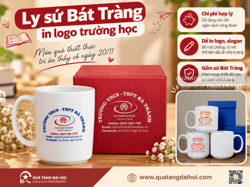 Ly sứ in logo làm quà 2011 công đoàn trường học đơn giản và thiết thực - Quà Tặng Đại Hội Ly sứ in logo làm quà 2011 công đoàn trường học đơn giản và thiết thực