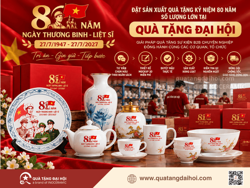 Xưởng sản xuất quà tặng 80 năm ngày thương binh liệt sĩ chuyên nghiệp số lượng lớn - Quà Tặng Đại Hội Xưởng sản xuất quà tặng 80 năm ngày thương binh liệt sĩ chuyên nghiệp số lượng lớn